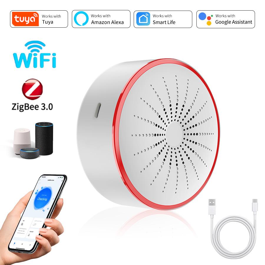 Tuya ZigBee Smart Siren 85DB W - Home Security Alexa ulasan dan harga