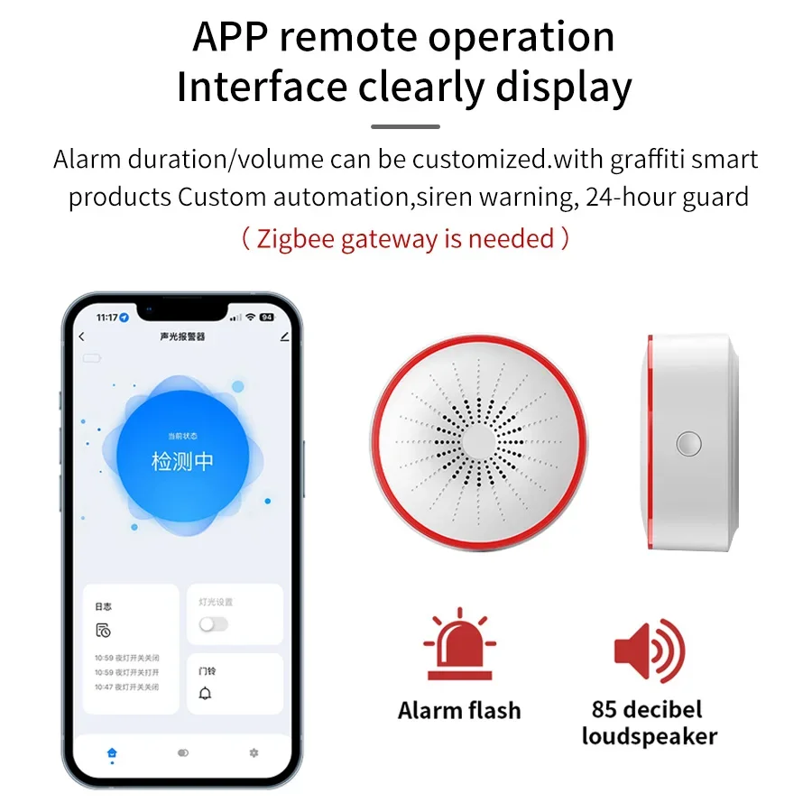 Tuya ZigBee Smart Siren 85DB W - Home Security Alexa ulasan dan harga
