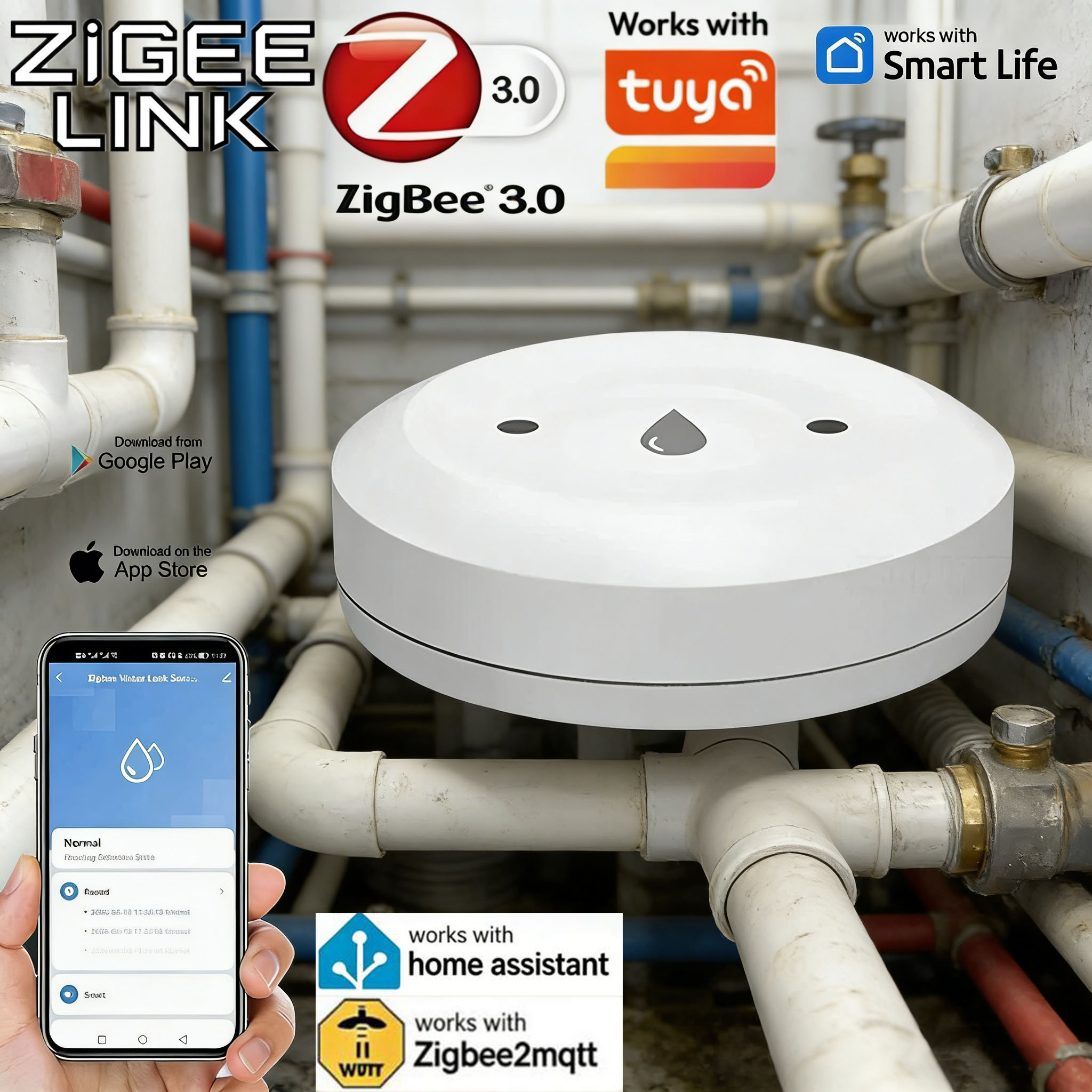 For Tuya Zigbee Smart Water Le - Home Security Alexa ulasan dan harga