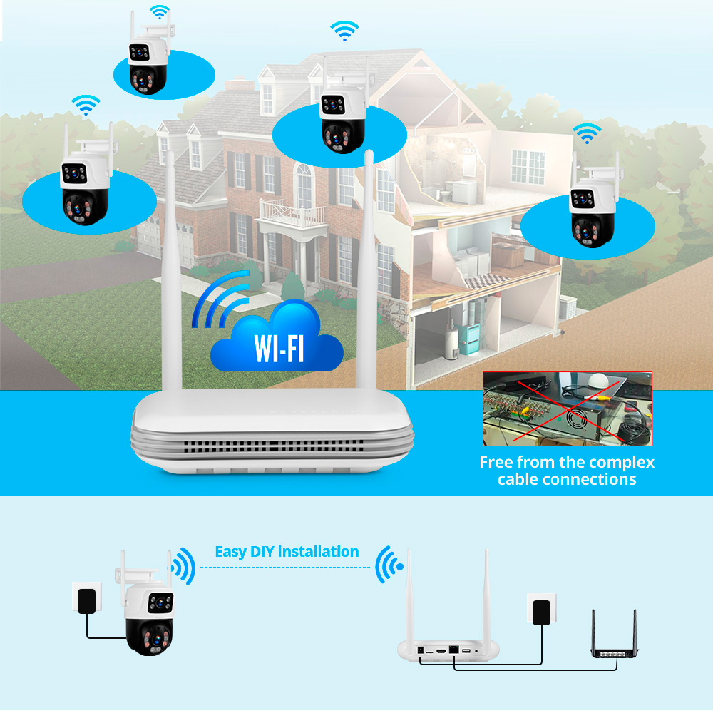 KERUI Waterproof 6MP HD Wirele - Home Security No Wifi Needed ulasan dan harga