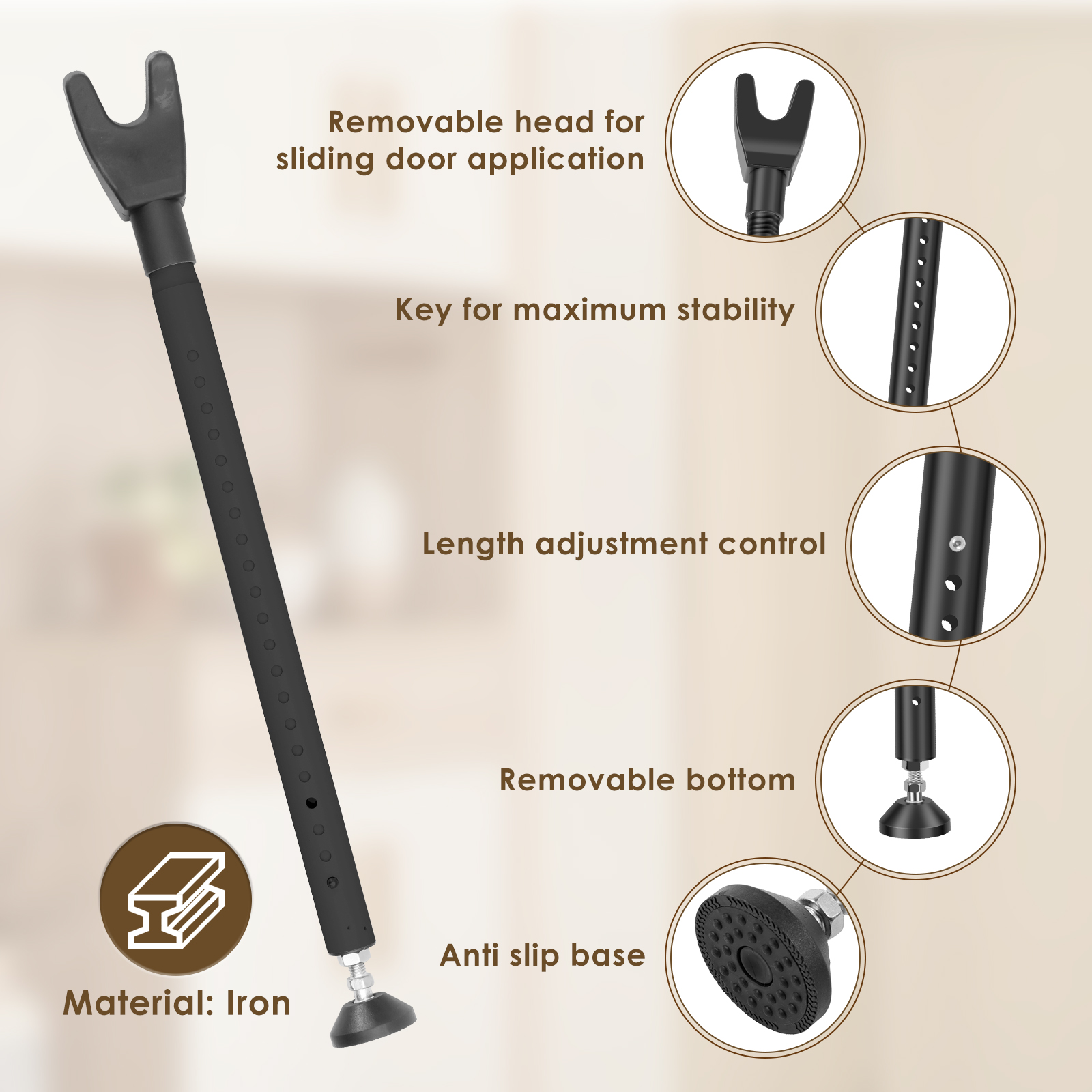 Door Security Bar 44-55 Inch A - Home Security Jammers ulasan dan harga