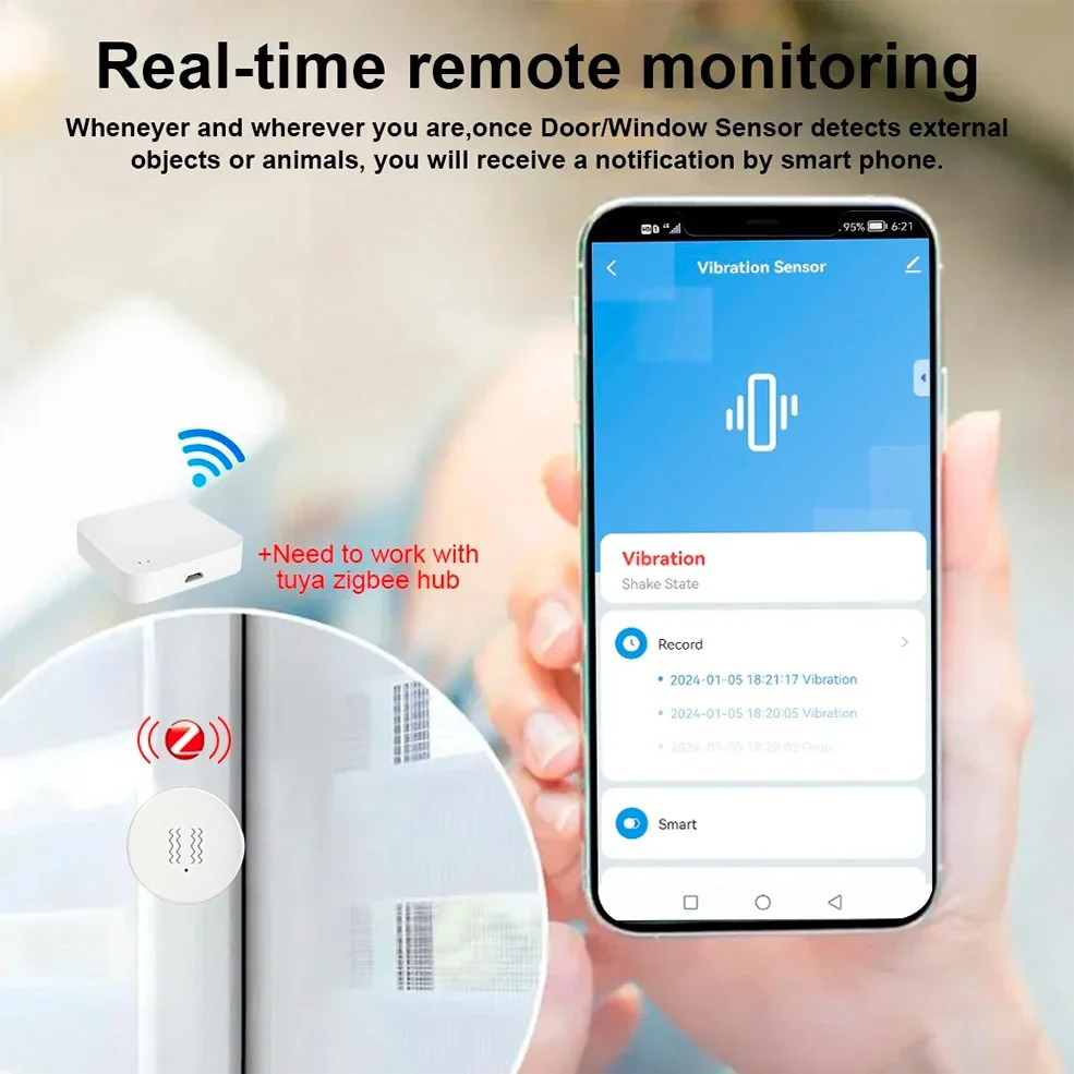 Tuya ZigBee Smart Vibration &  - Home Security Alexa ulasan dan harga