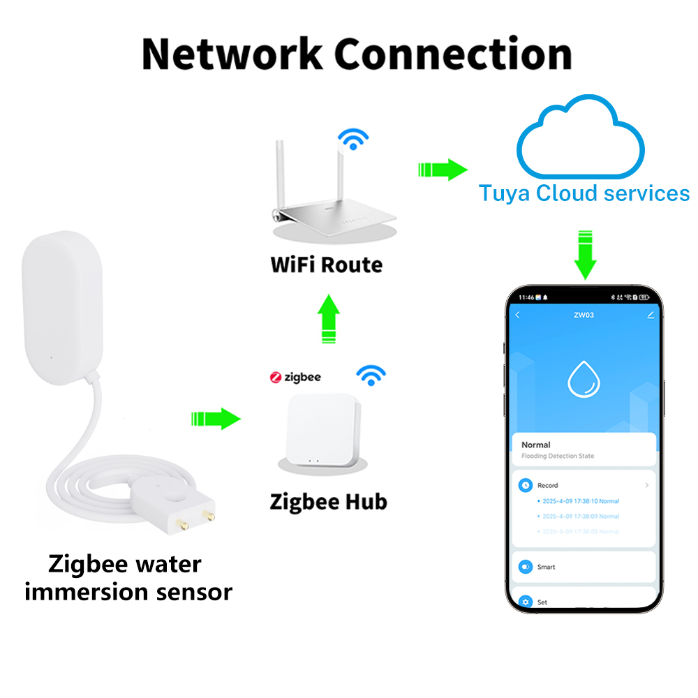 Tuya WiFi ZigBee Water Sensor  - Home Security Alexa ulasan dan harga