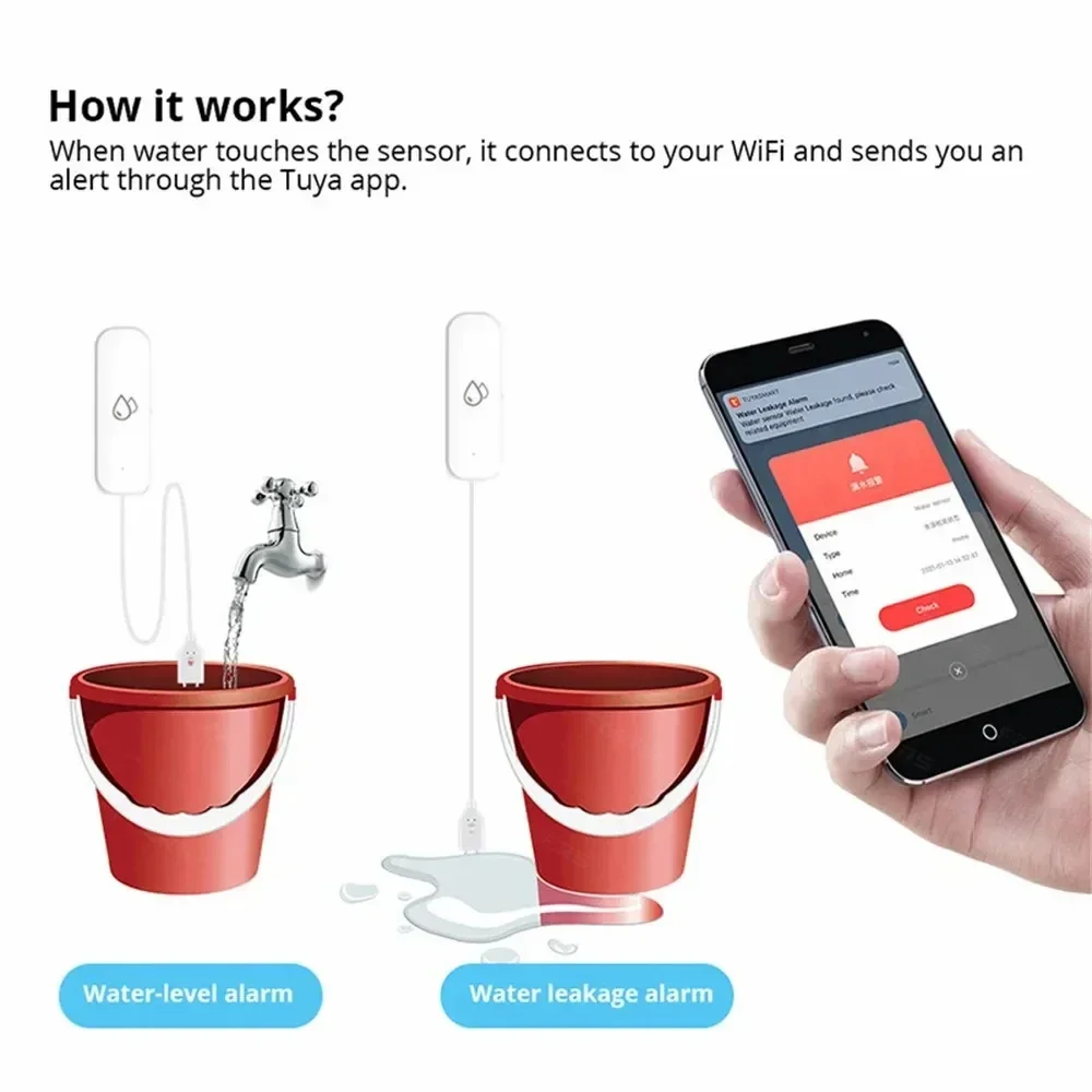 Tuya WiFi Water Sensor Leakage - Home Security Alexa ulasan dan harga